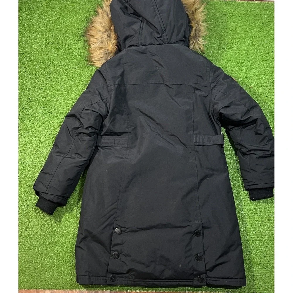 Y2K Kids Winter Coat L/XL Fur Lined Parka Heavy Snow Jacket Canadian Puffer